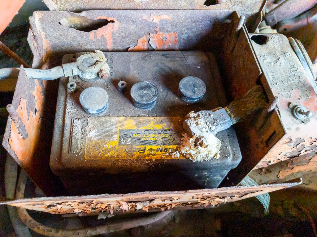 A 6V battery with lots of corrosion